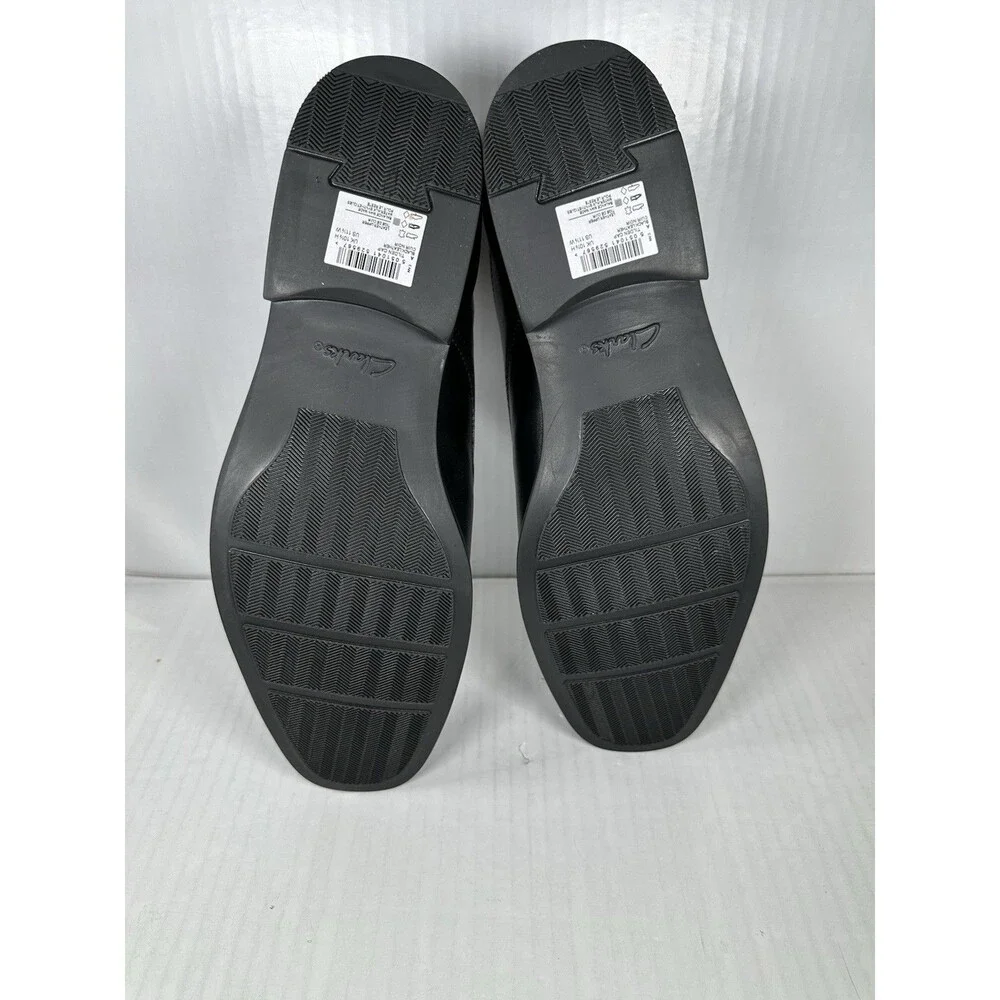 Clarks Tilden Size 11.5 Wide Black Leather Cap Toe Oxford Dress Shoes Mens NEW